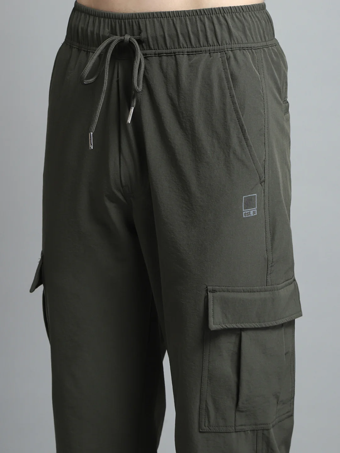 Men Olive Solid Regular Fit Lower - Image 6
