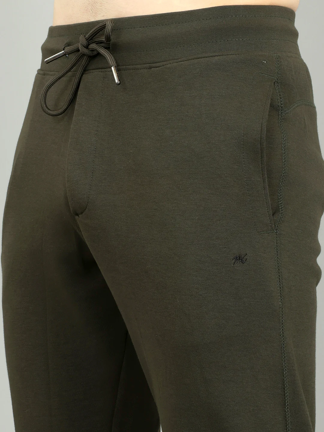 Men Olive Solid Regular Fit Lower - Image 4