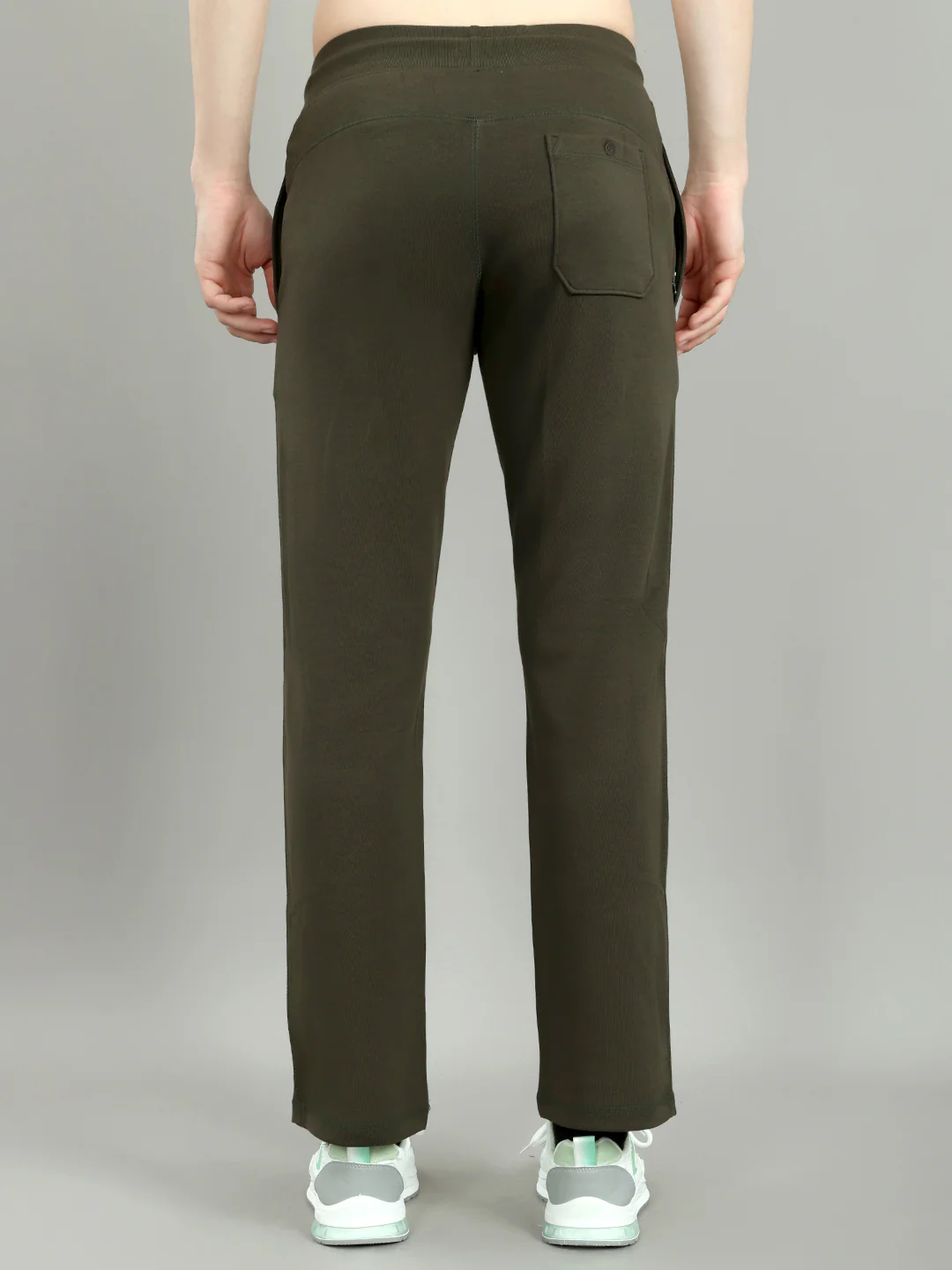 Men Olive Solid Regular Fit Lower - Image 5