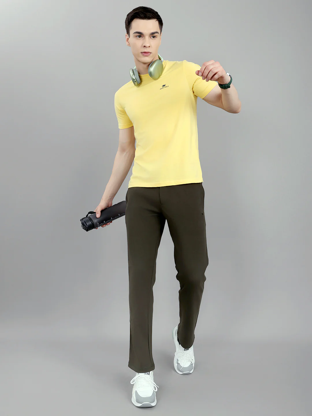 Men Olive Solid Regular Fit Lower - Image 6