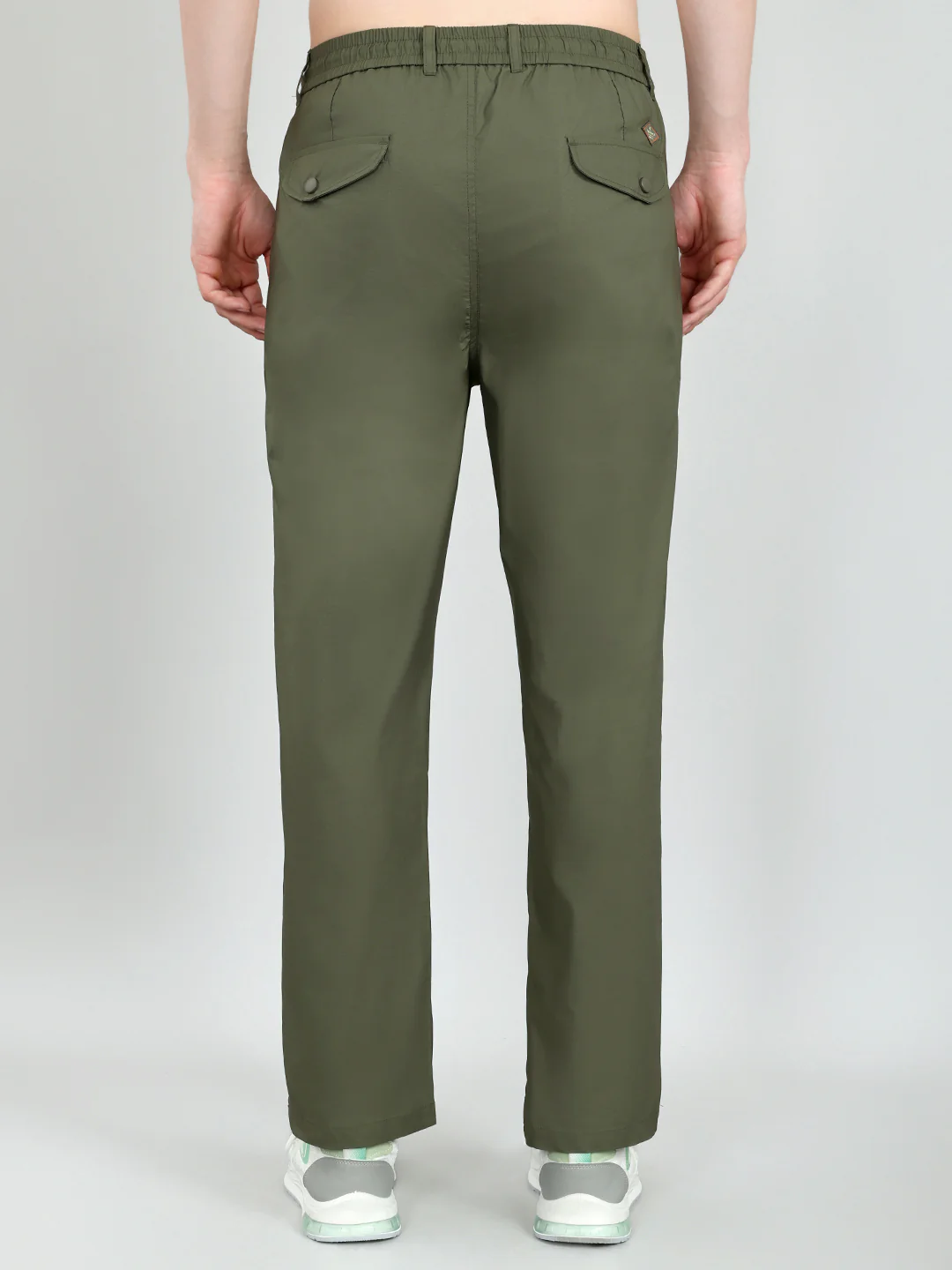 Men Olive Solid Regular Fit Lower - Image 5