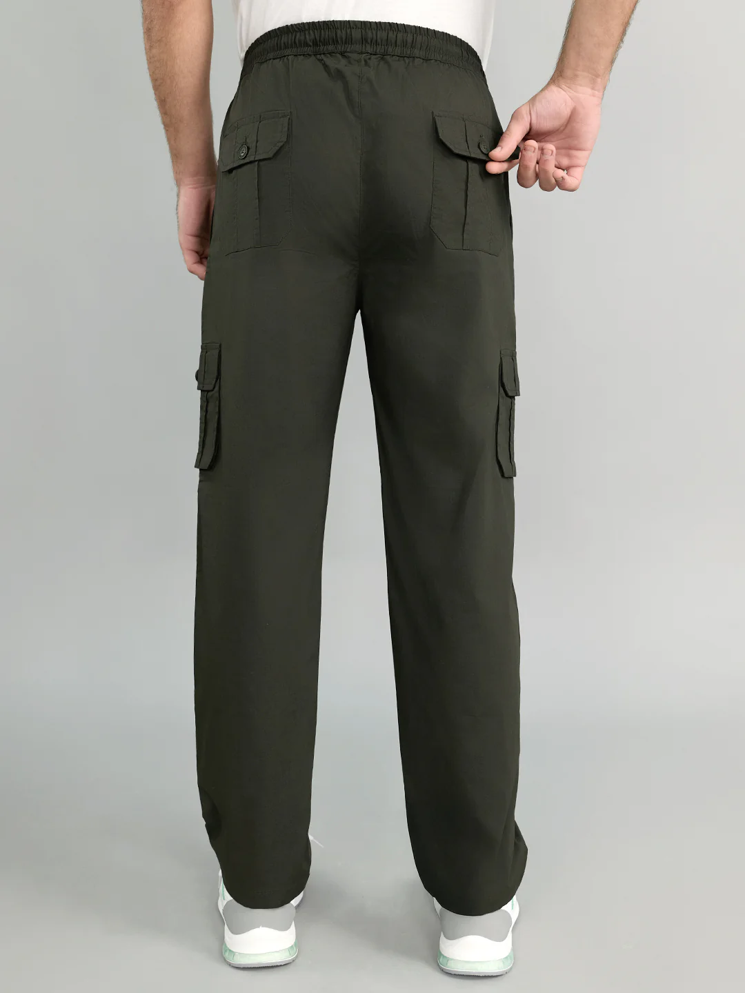 Men Olive Solid Regular Fit Lower - Image 4