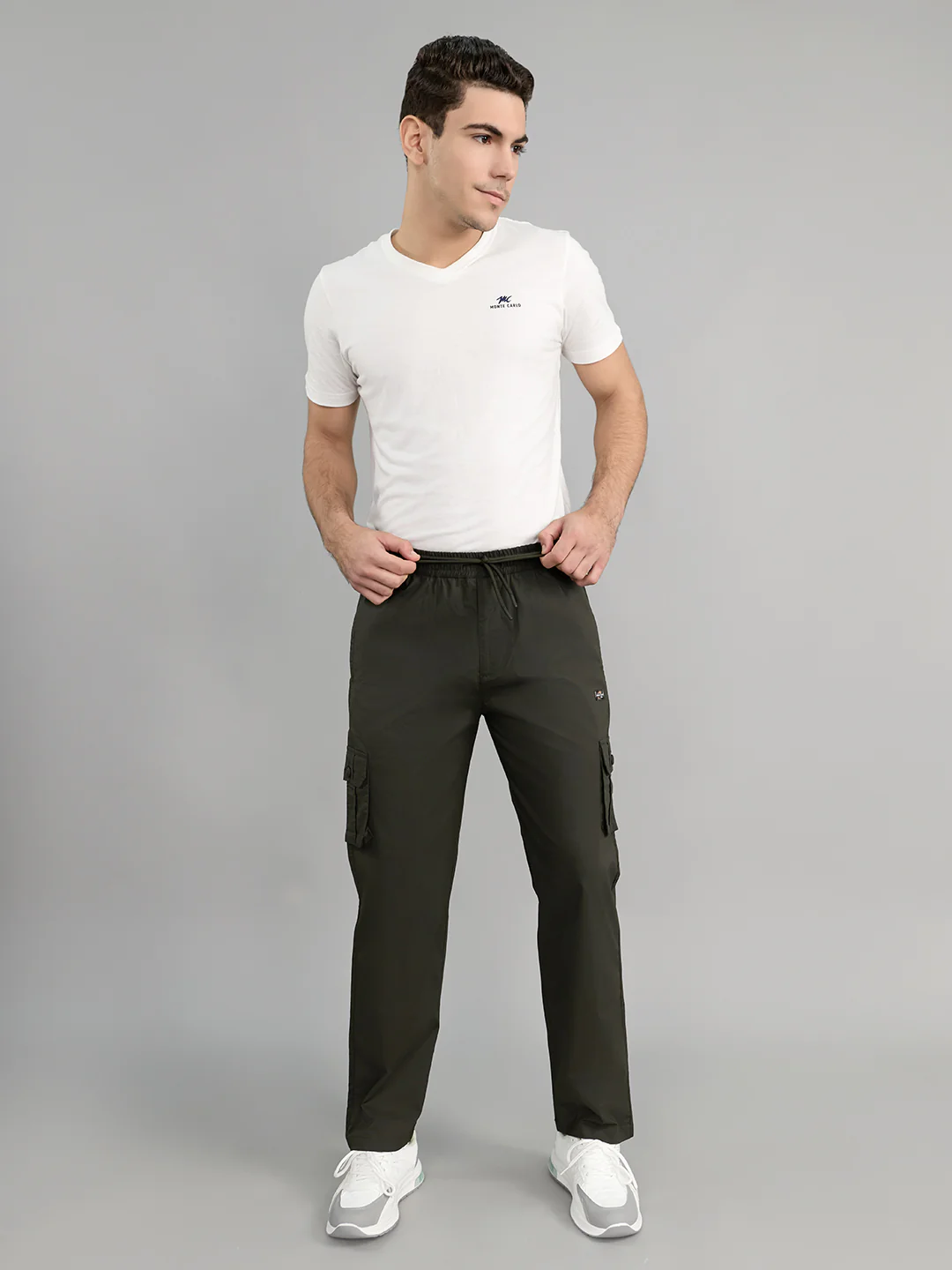 Men Olive Solid Regular Fit Lower - Image 6