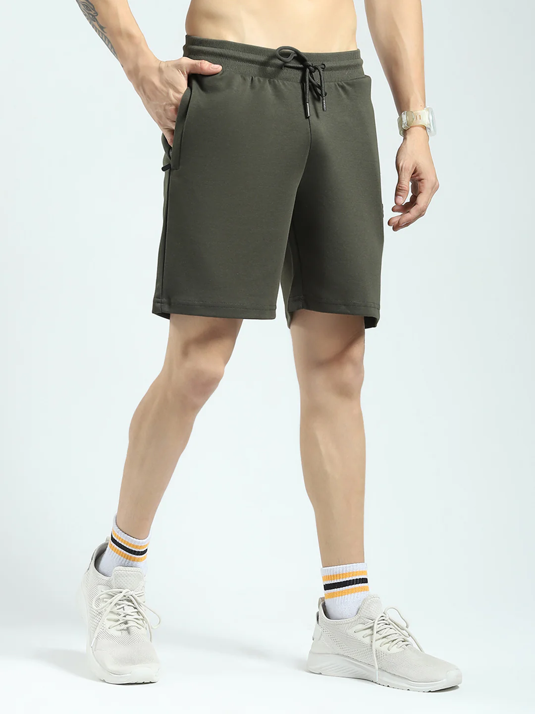 Rock.it Men Olive Solid Regular Fit Shorts - Image 4