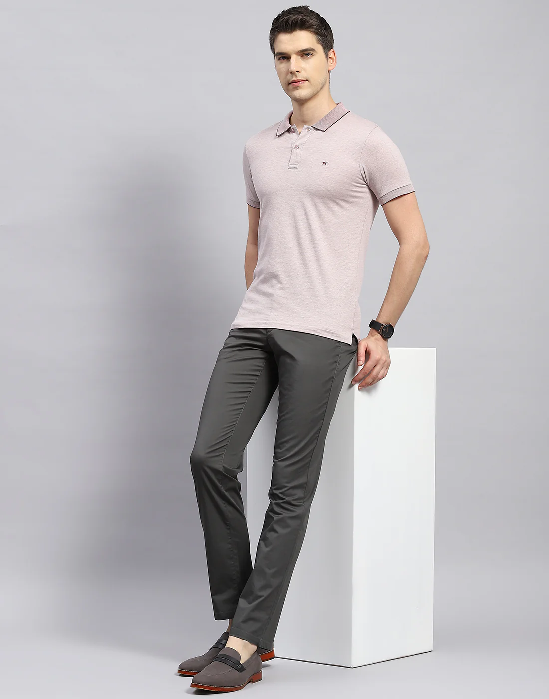 Men Olive Solid Regular Fit Trouser - Image 2