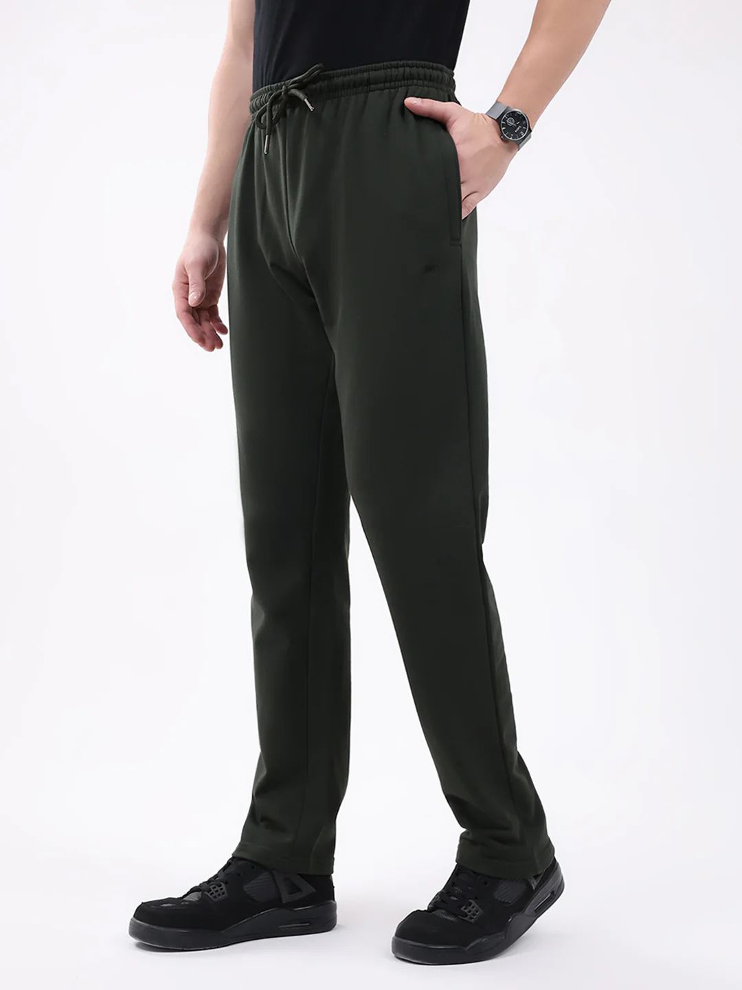 Men Olive Solid Regular Fit Winter Lower - Image 3