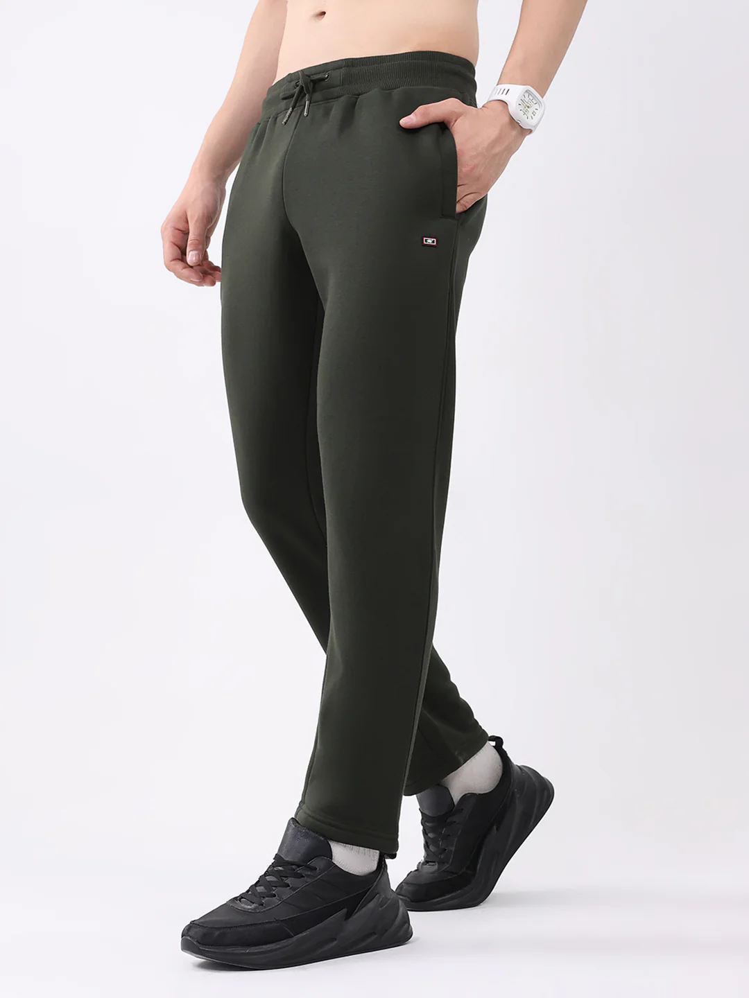 Men Olive Solid Regular Fit Winter Lower - Image 3