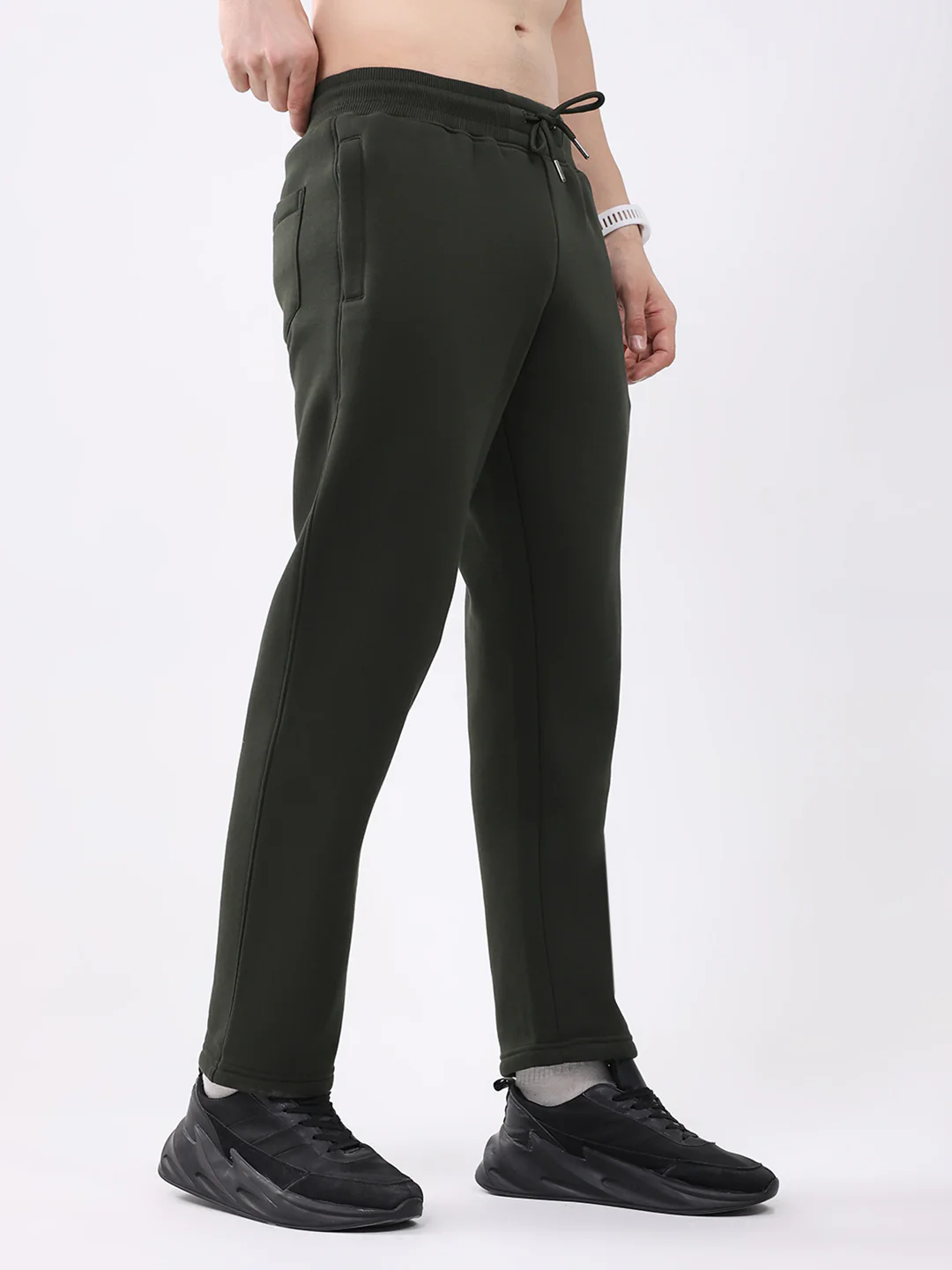 Men Olive Solid Regular Fit Winter Lower - Image 4