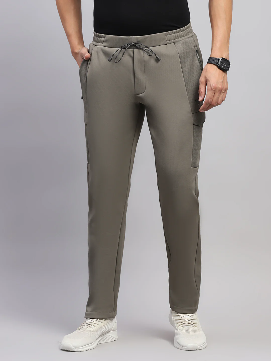Men Olive Solid Regular Fit Winter Lower
