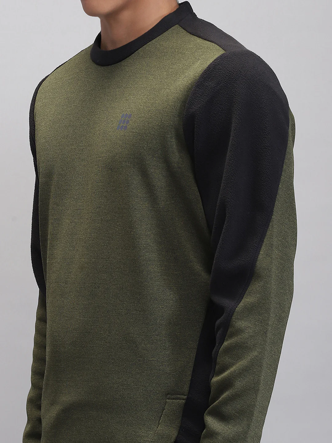 Rock.it Men Olive Solid Round Neck Full Sleeve Sweatshirt - Image 6