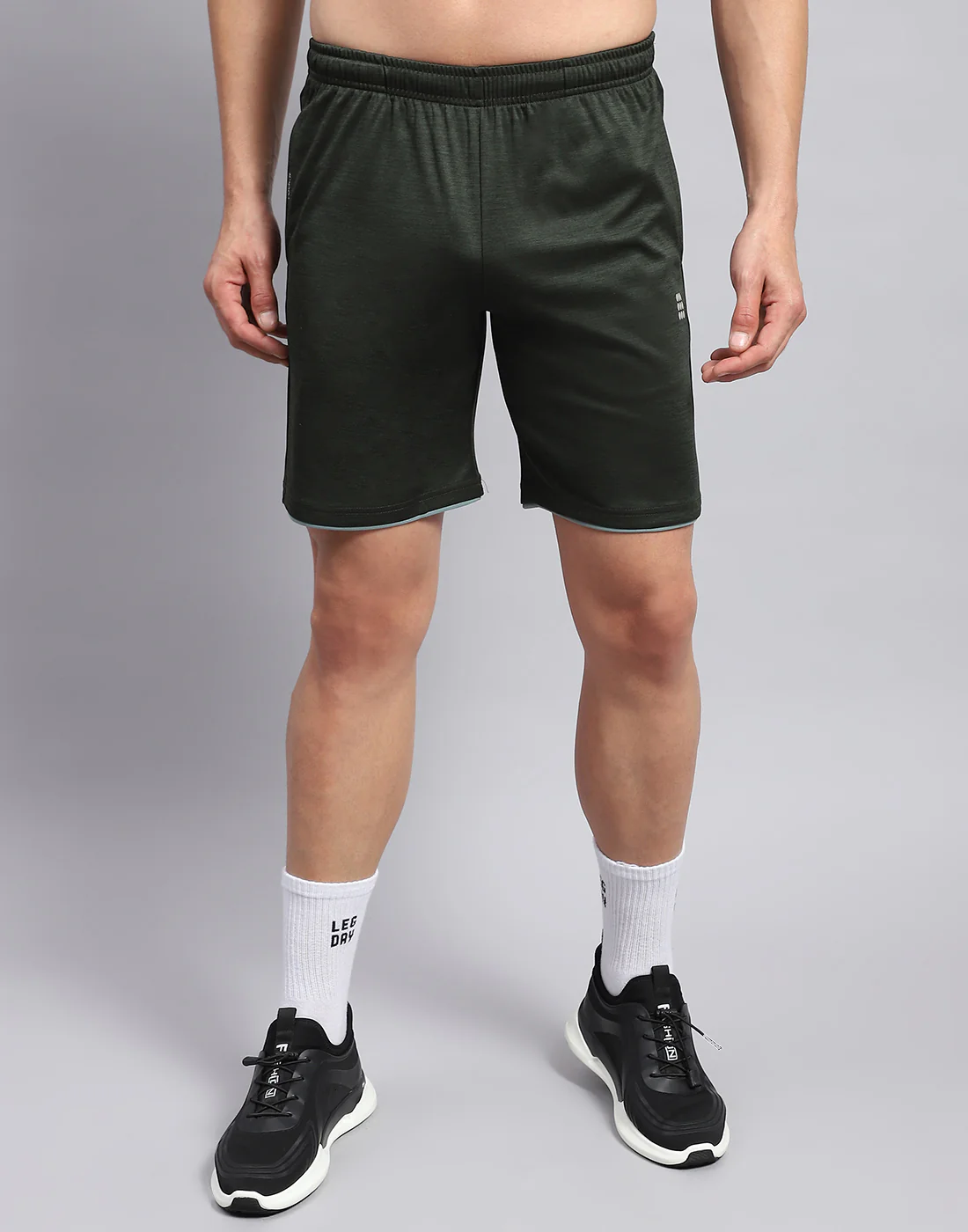 Rock.it Men Olive Solid Round Neck Half Sleeve Short - Image 7