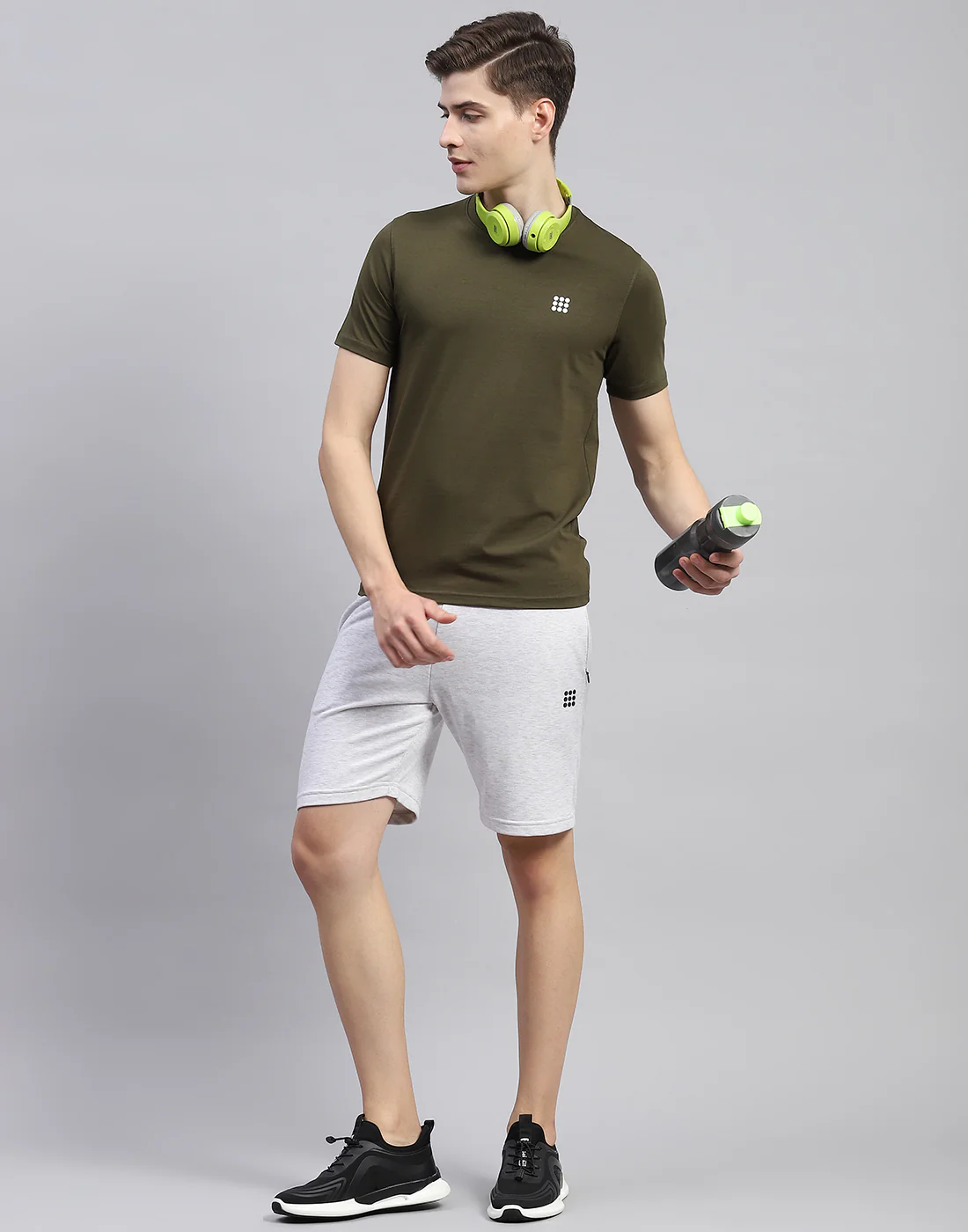 Rock.it Men Olive Solid Round Neck Half Sleeve T-Shirt - Image 2