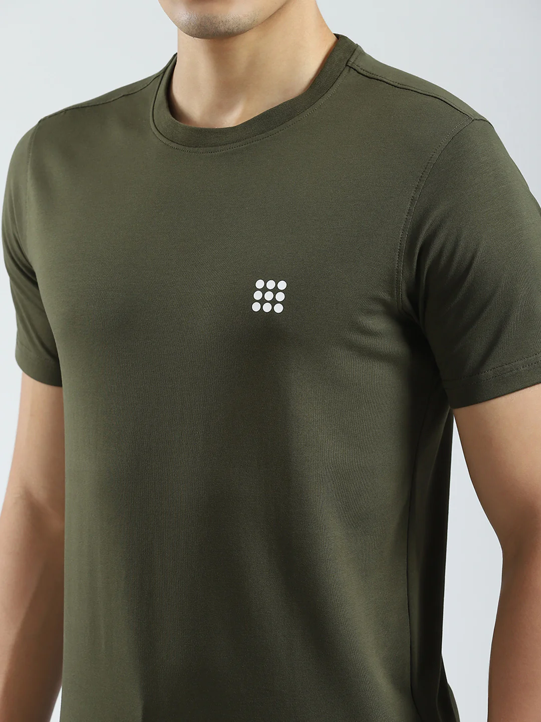 Rock.it Men Olive Solid Round Neck Half Sleeve T-Shirt - Image 6