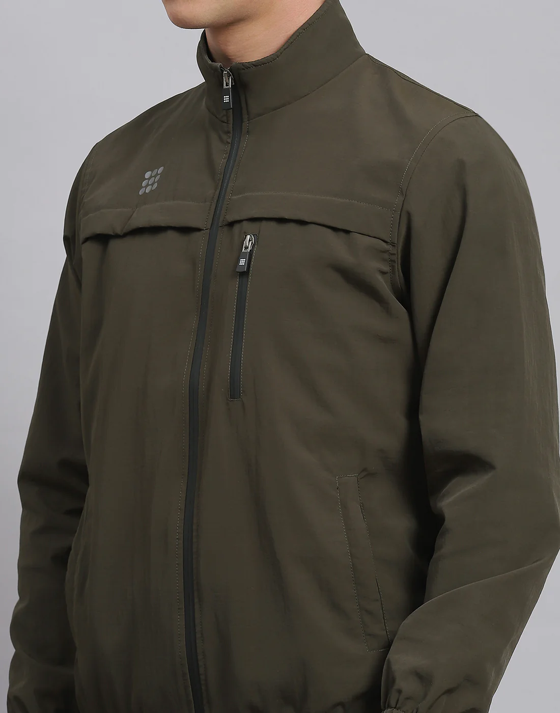 Rock.it Men Olive Solid Stand Collar Full Sleeve Jacket - Image 7