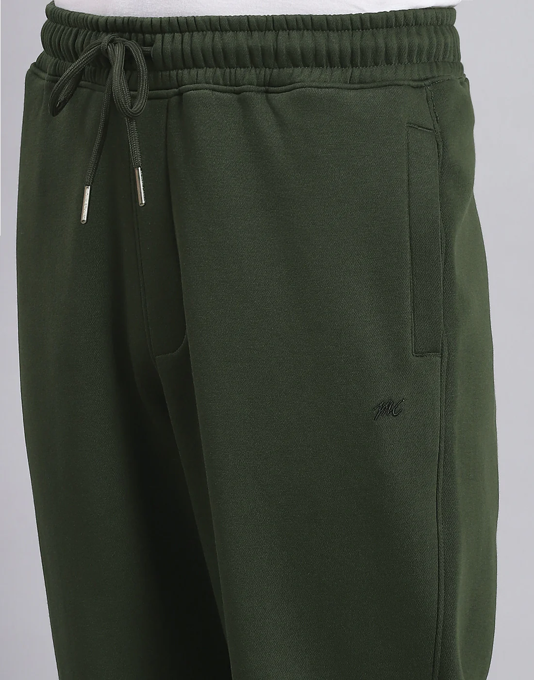 Men Olive Solid Stand Collar Full Sleeve Tracksuit - Image 8