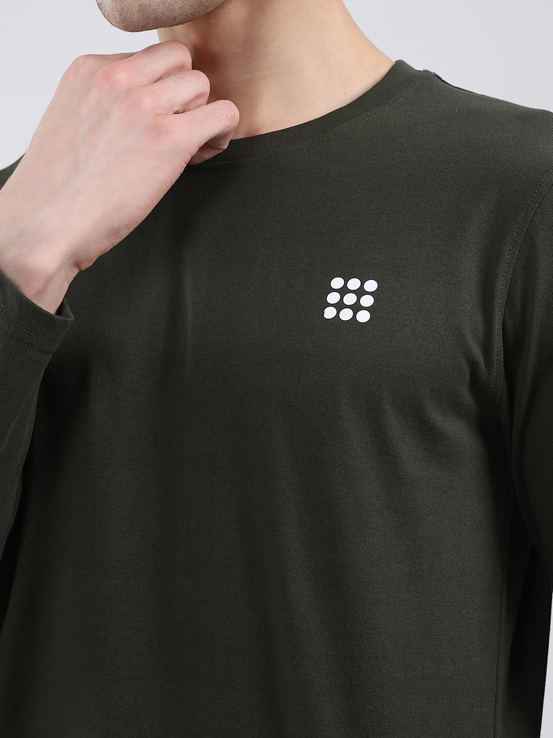 Rock.it Men Olive Solid Round Neck Full Sleeve Winter T-Shirt - Image 7