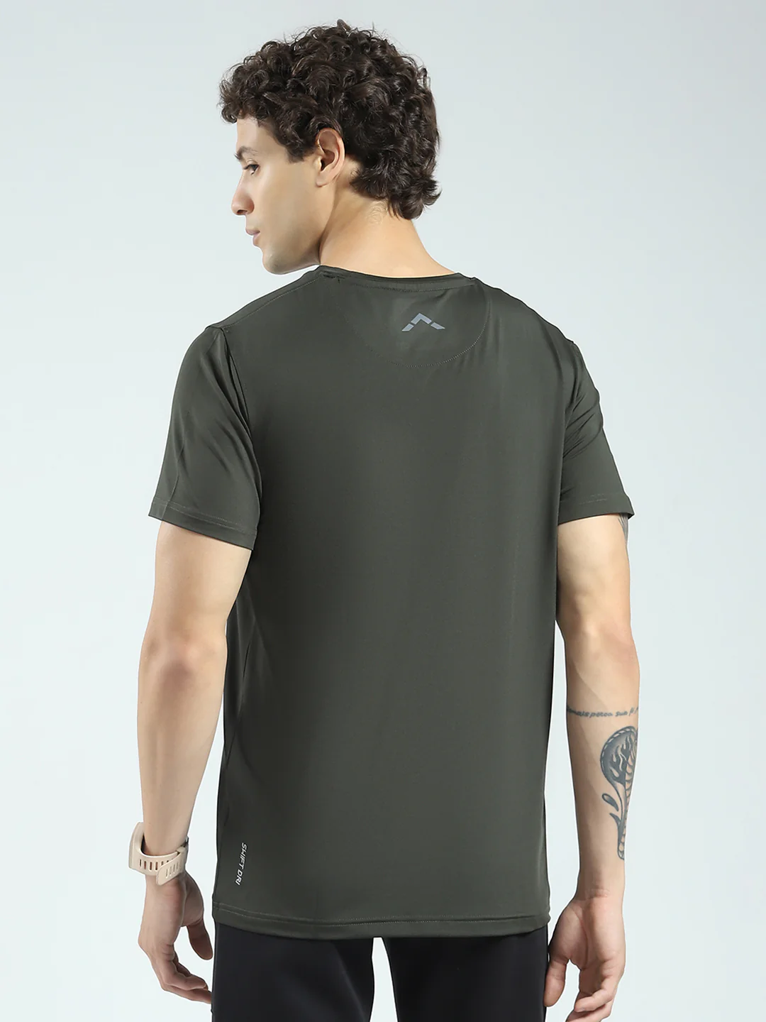 Rock.it Men Olive Solid Round Neck Half Sleeve T-Shirt - Image 5