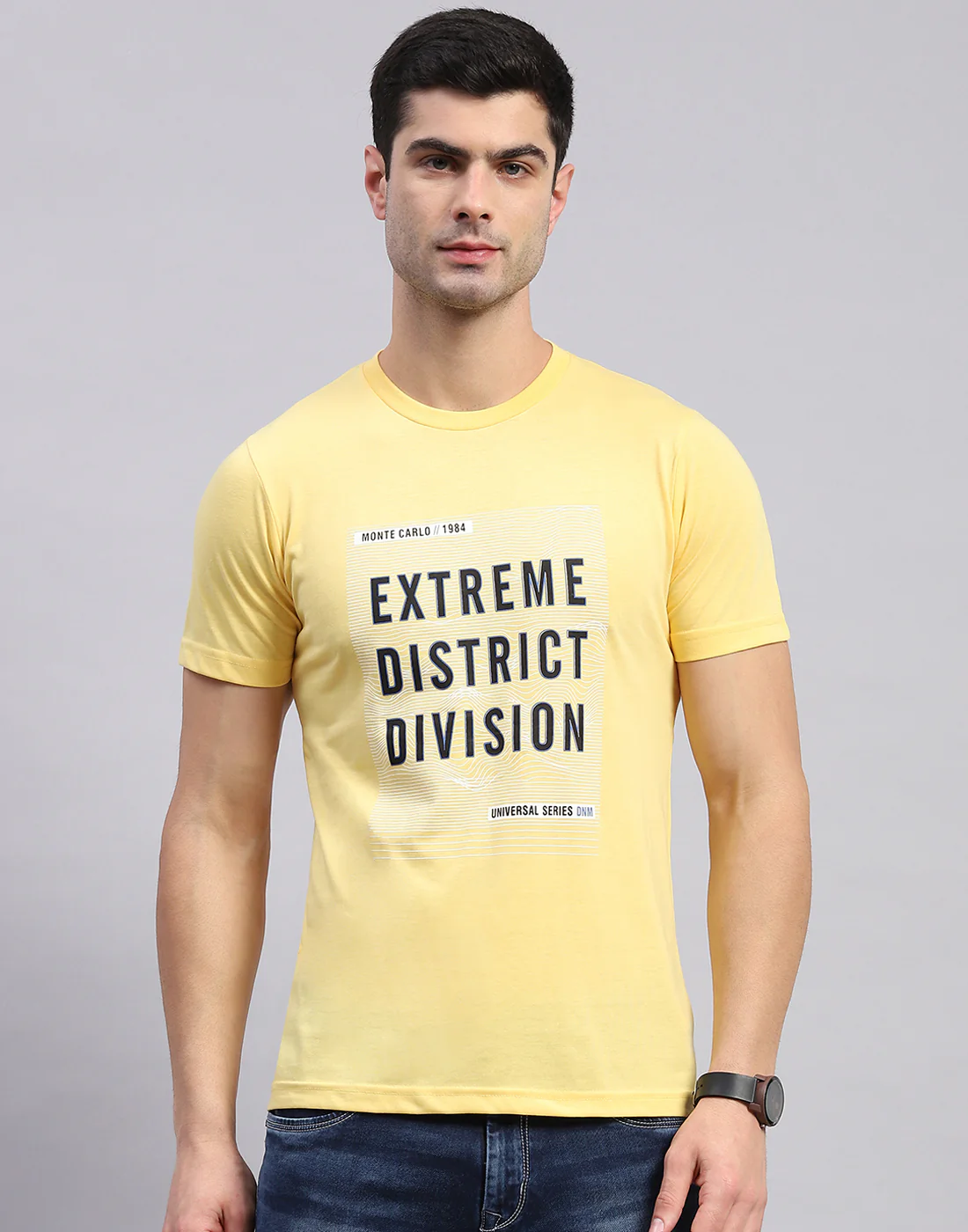Men Olive & Yellow Solid Round Neck Half Sleeve T-Shirt - Image 7