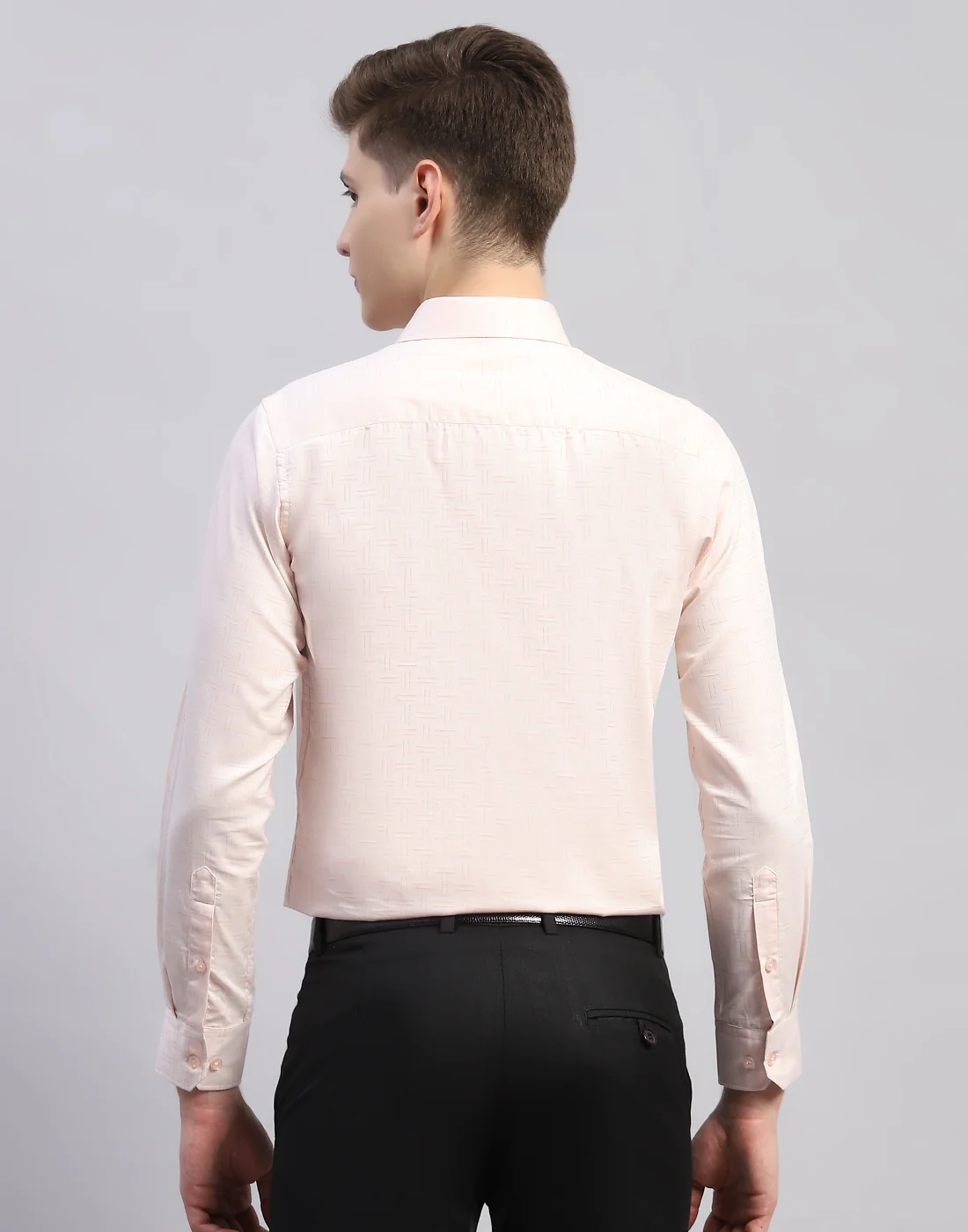 Men Orange Check Collar Full Sleeve Shirt - Image 5