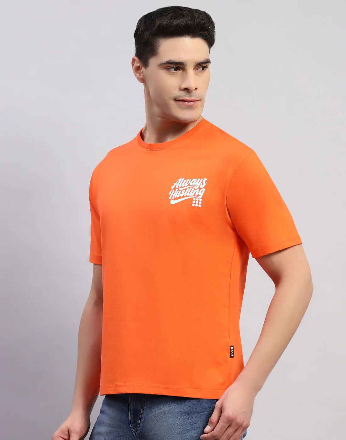 Rock.it Men Orange Printed Round Neck Half Sleeve T-Shirt - Image 4