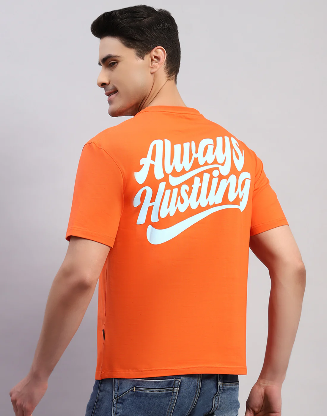 Rock.it Men Orange Printed Round Neck Half Sleeve T-Shirt - Image 6