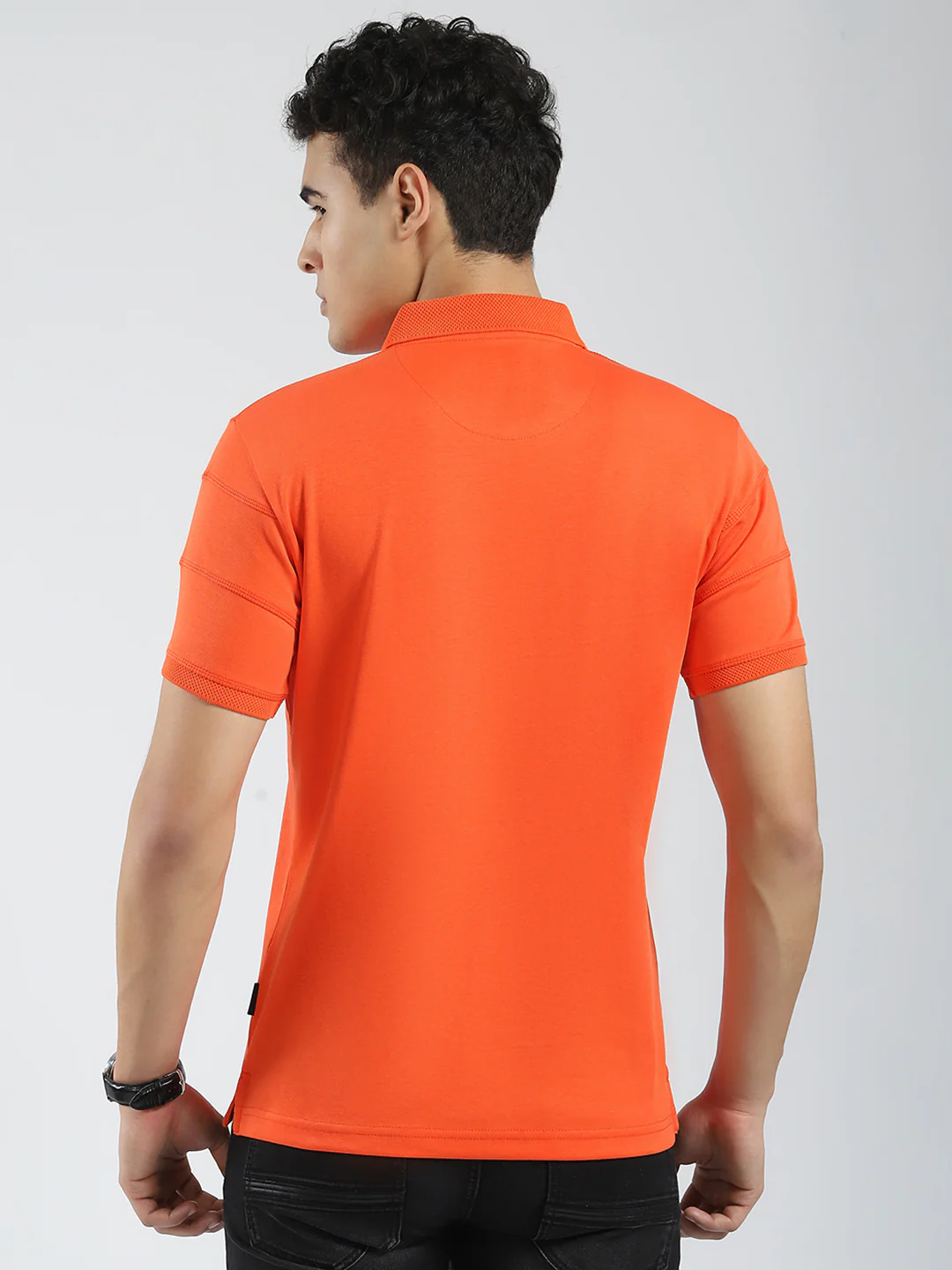 Rock.it Men Orange Solid Collar Half Sleeve T-Shirt - Image 5