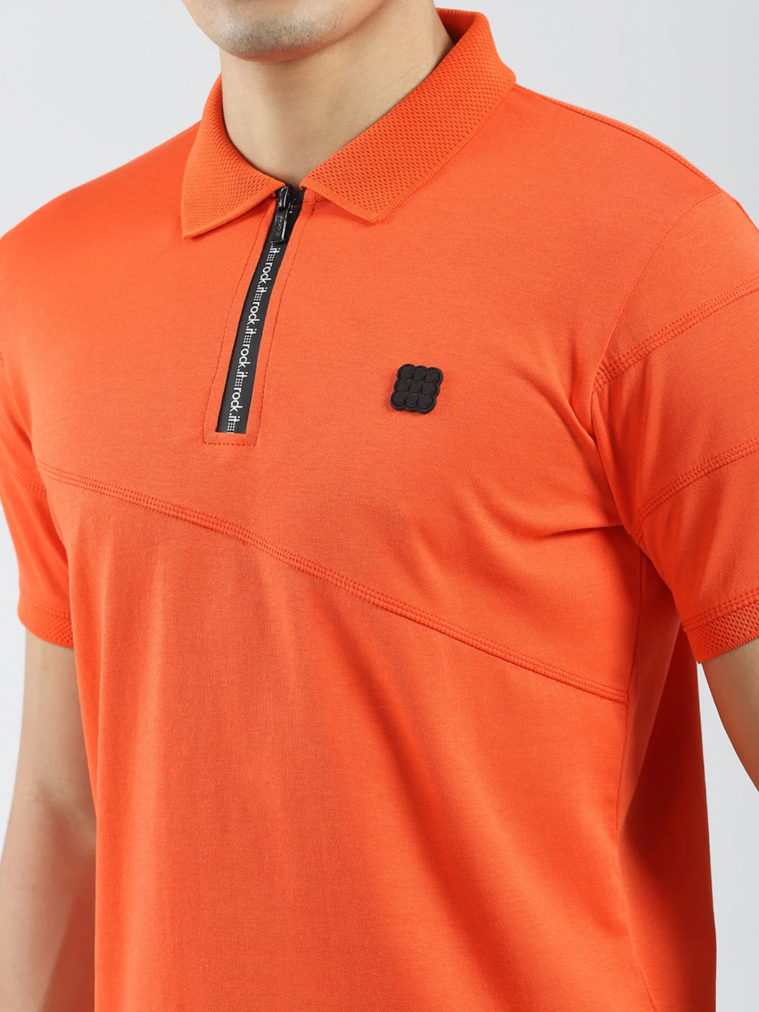 Rock.it Men Orange Solid Collar Half Sleeve T-Shirt - Image 7