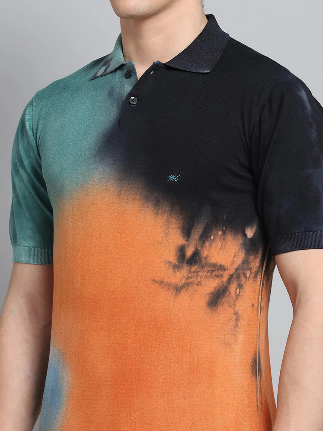 Men Orange Solid Collar Half Sleeve T-Shirt - Image 7