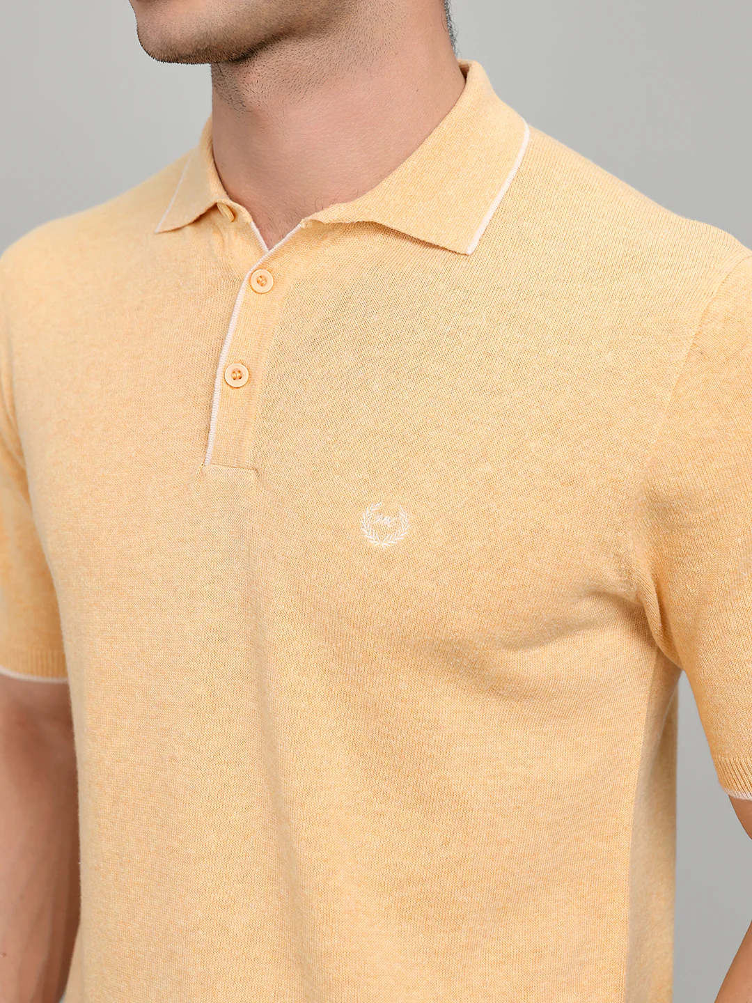 Men Orange Solid Collar Half Sleeve T-Shirt - Image 5