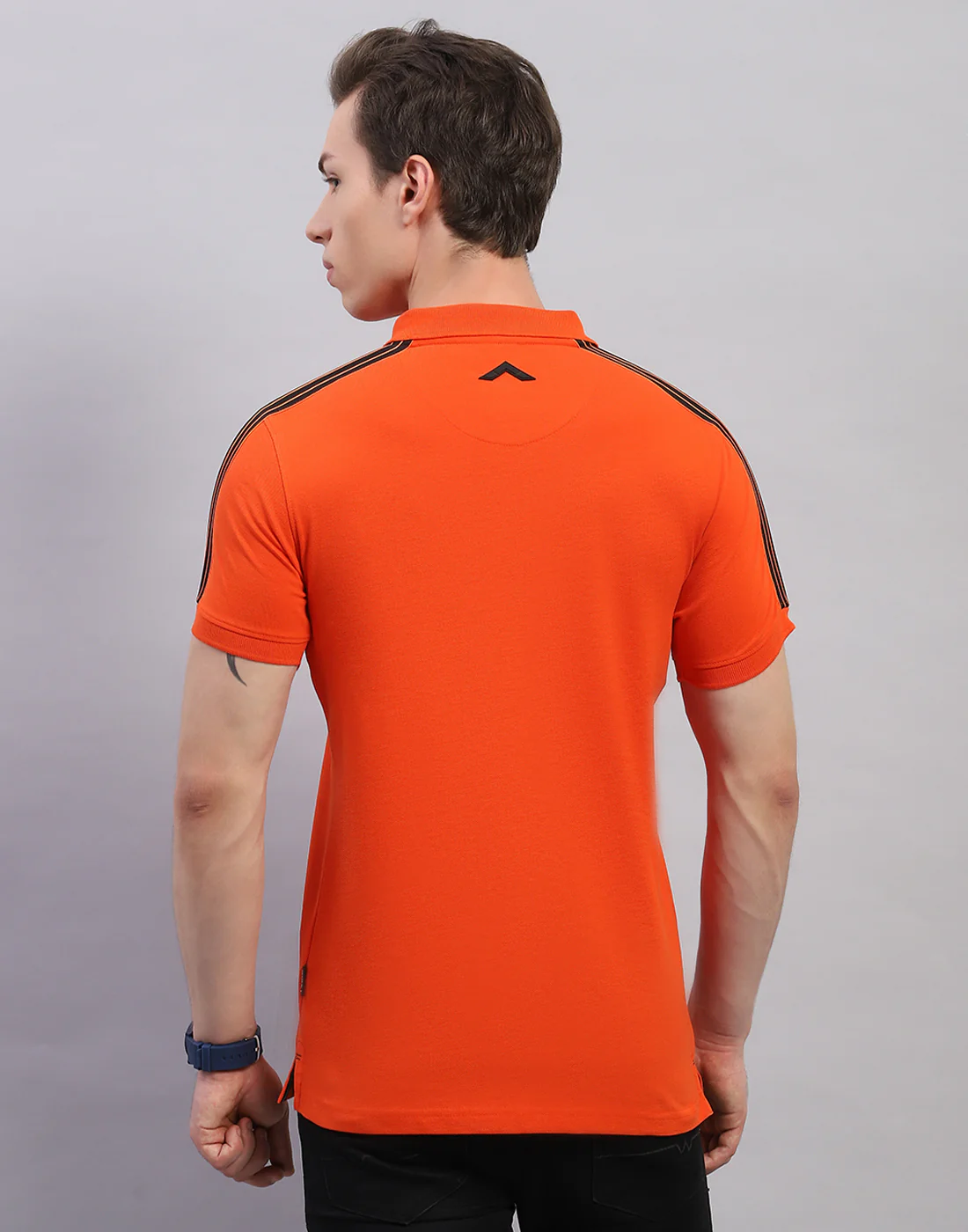 Rock.it Men Orange Solid Polo Collar Half Sleeve T-Shirt - Image 5