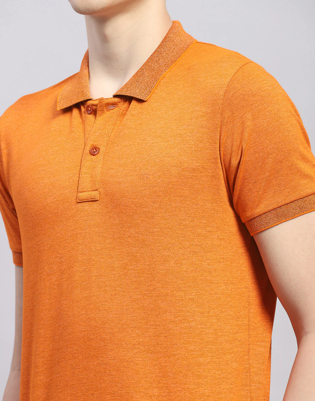 Men Orange Solid Polo Collar Half Sleeve T-Shirt - Image 7