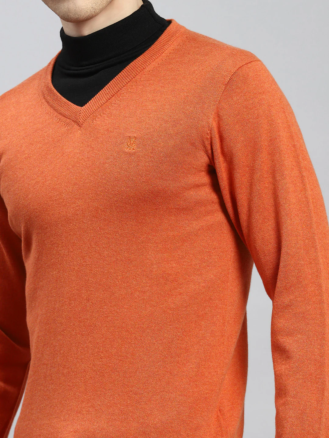 Men Orange Solid Pullover - Image 6