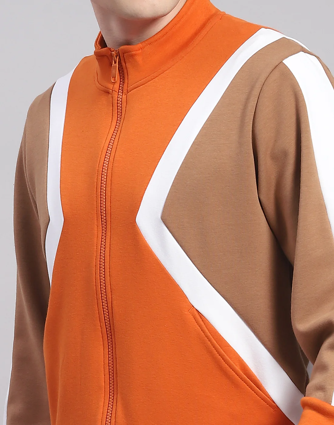 Rock.it Men Orange Solid T Neck Full Sleeve Sweatshirt - Image 6