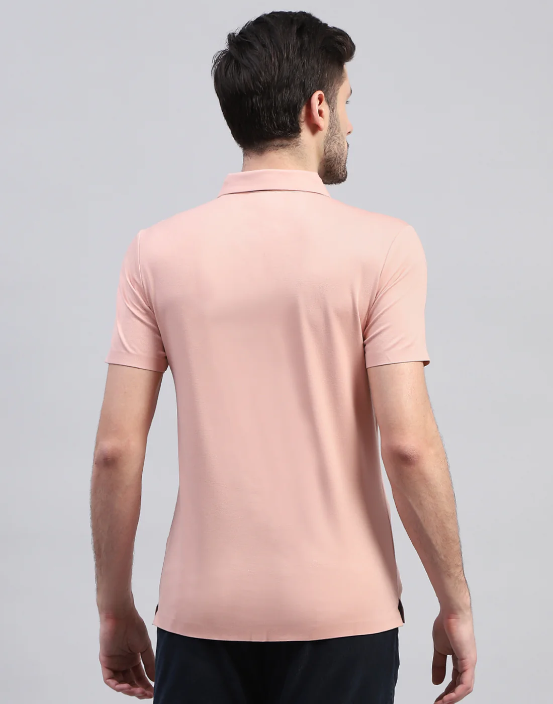 Men Peach Printed Polo Collar Half Sleeve T-Shirt - Image 5