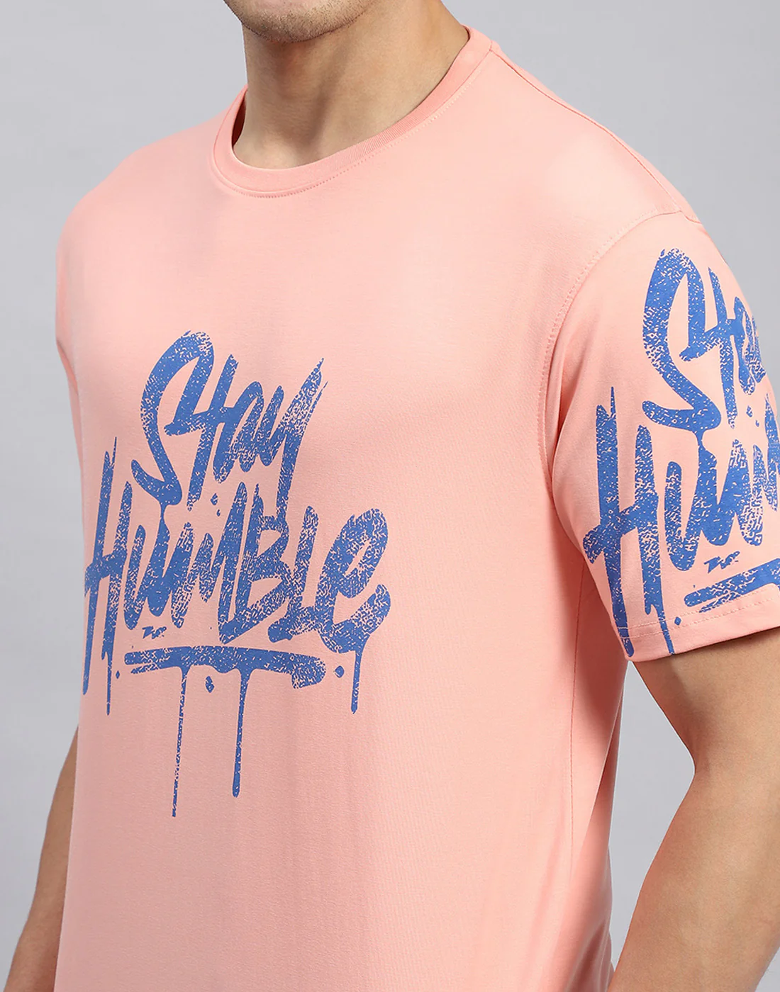 Rock.it Men Peach Printed Round Neck Half Sleeve T-Shirt - Image 6