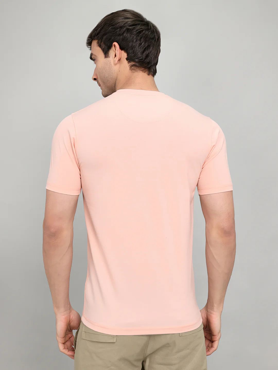 Men Peach Printed Round Neck Half Sleeve T-Shirt - Image 5