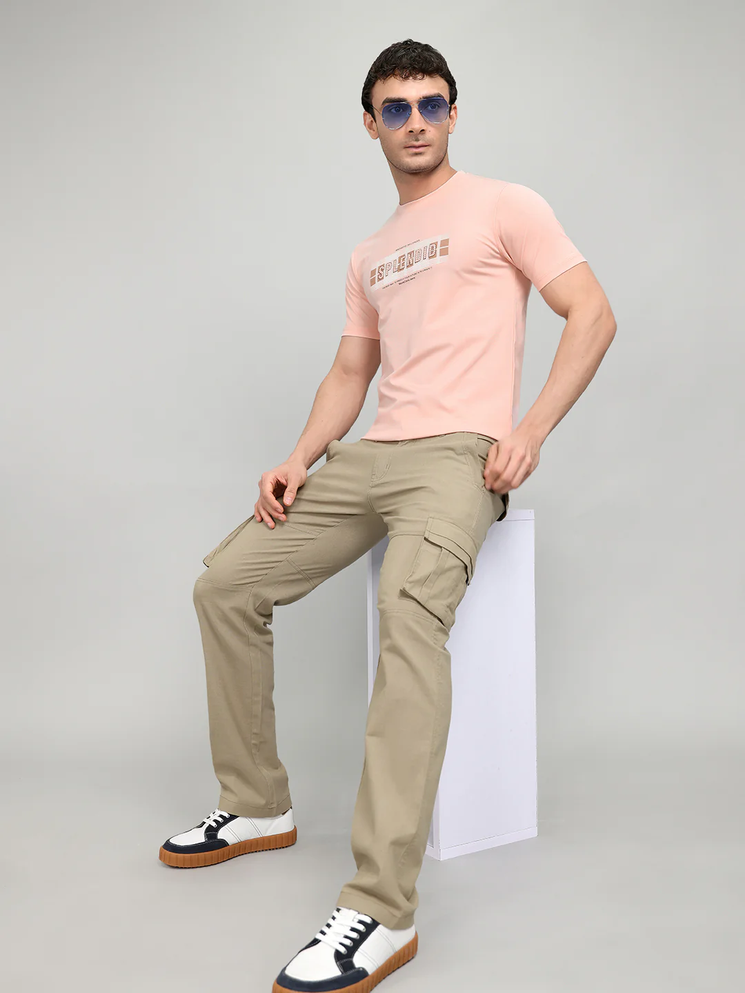 Men Peach Printed Round Neck Half Sleeve T-Shirt - Image 6