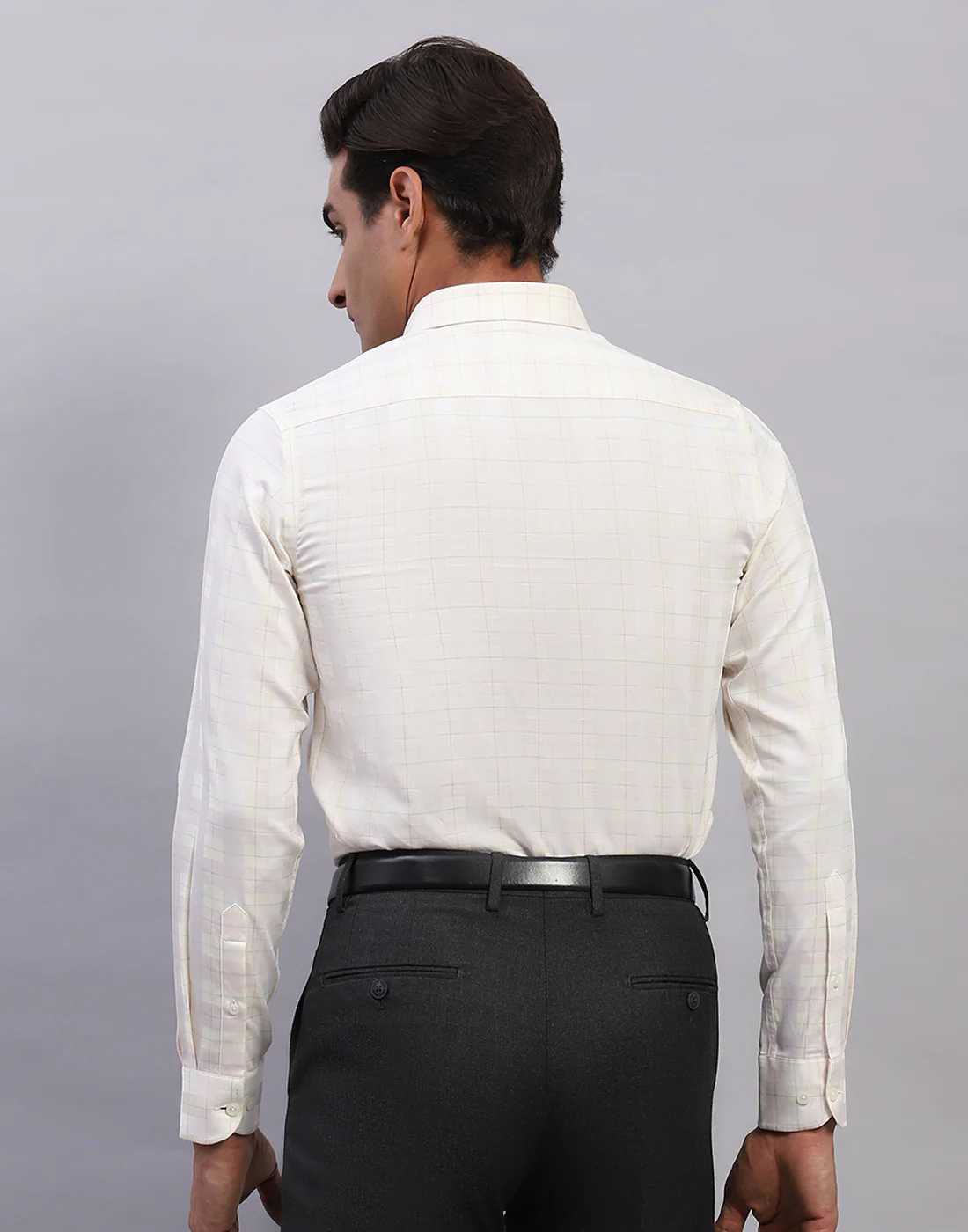 Men Peach Self Design Collar Full Sleeve Shirt - Image 5