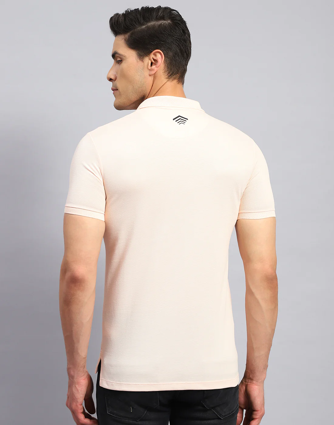 Rock.it Men Peach Solid Collar Half Sleeve T-Shirt - Image 5