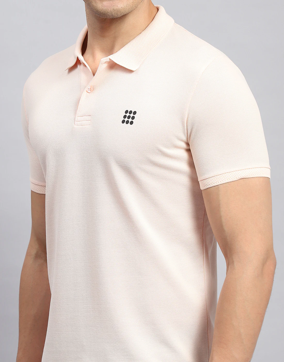 Rock.it Men Peach Solid Collar Half Sleeve T-Shirt - Image 6