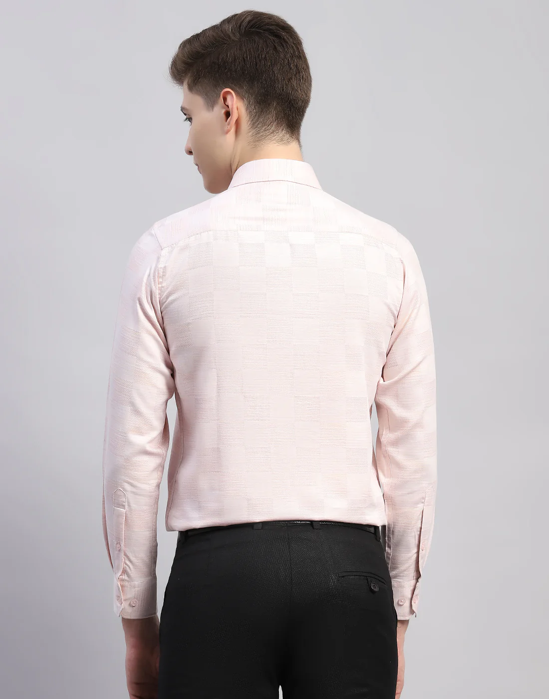 Men Pink Check Collar Full Sleeve Shirt - Image 5