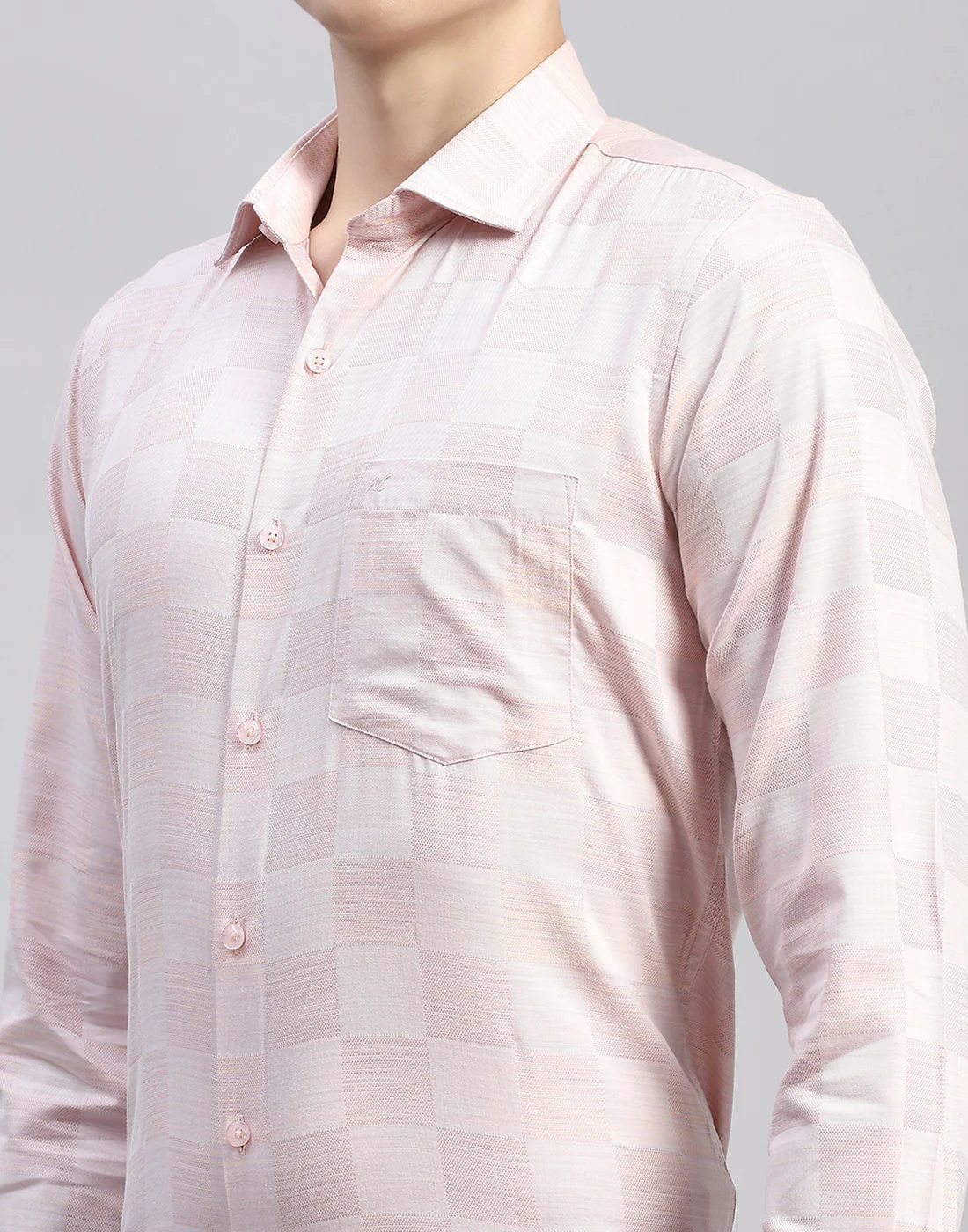 Men Pink Check Collar Full Sleeve Shirt - Image 6