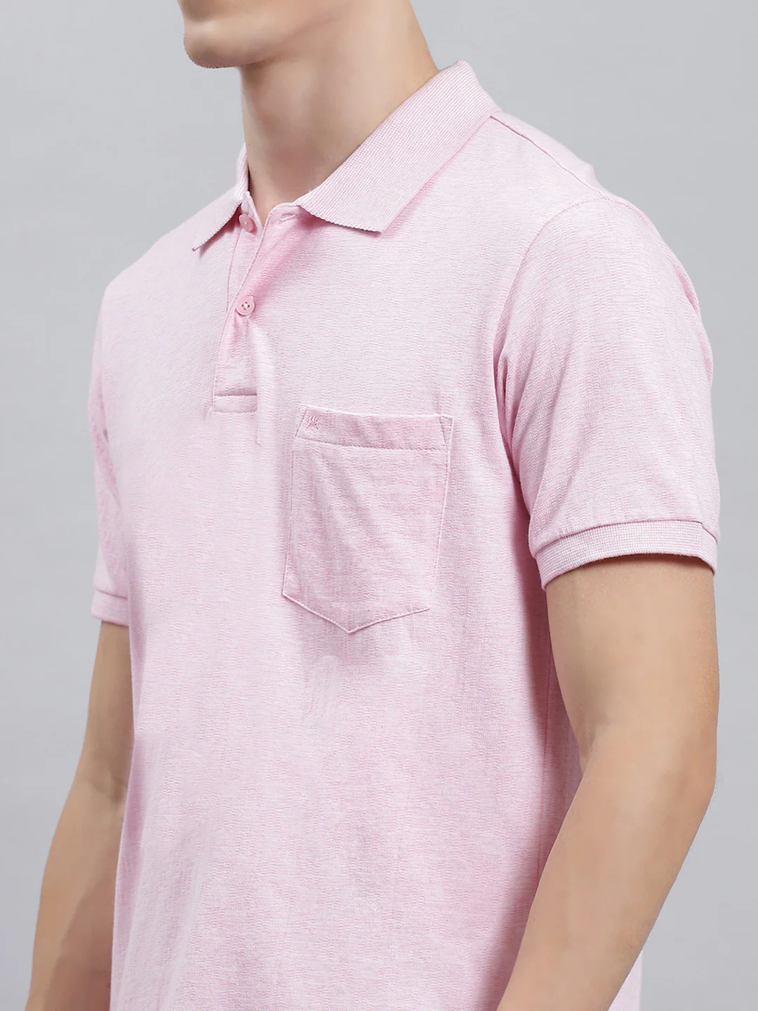 Men Pink Jaquard T-Shirt - Image 6