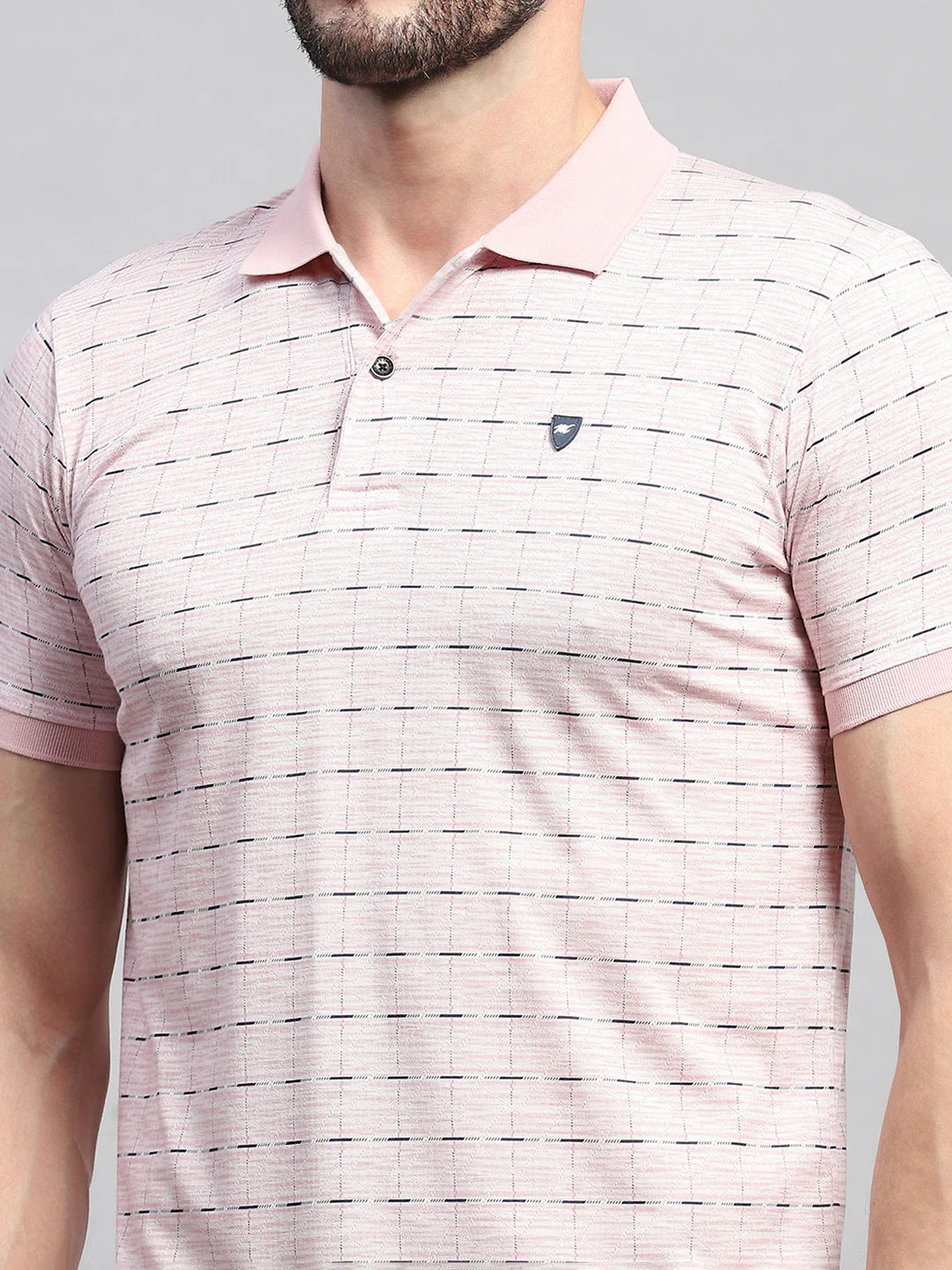 Men Pink Printed Collar Half Sleeve T-Shirt - Image 6