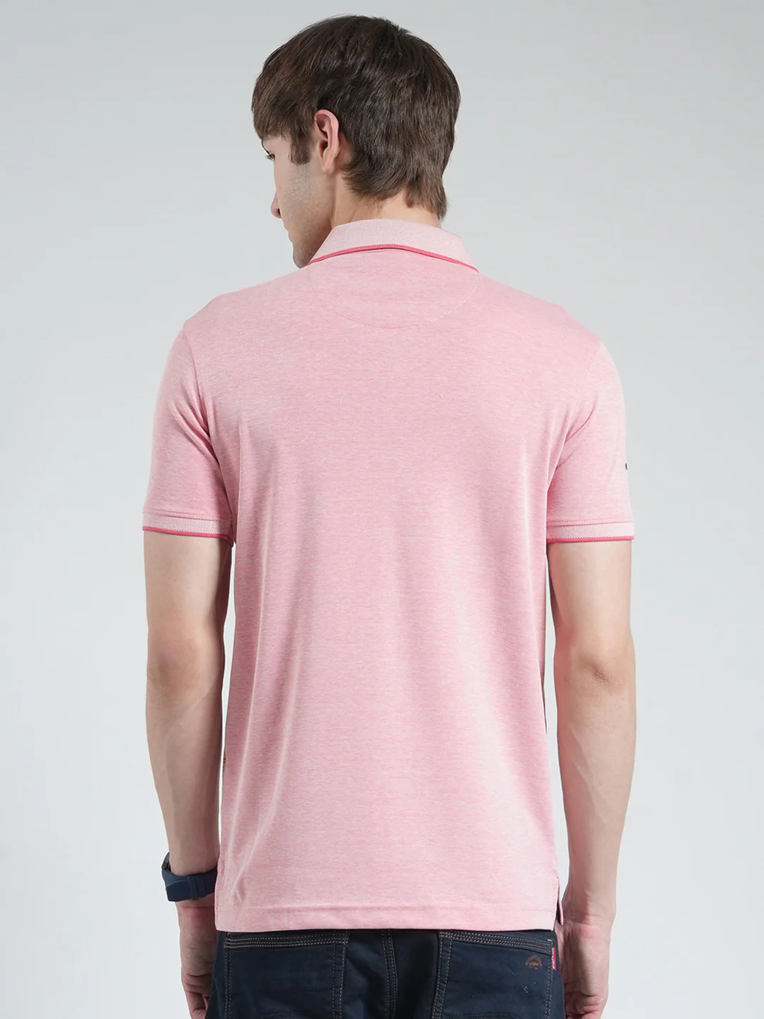 Men Pink Printed Collar Half Sleeve T-Shirt - Image 5