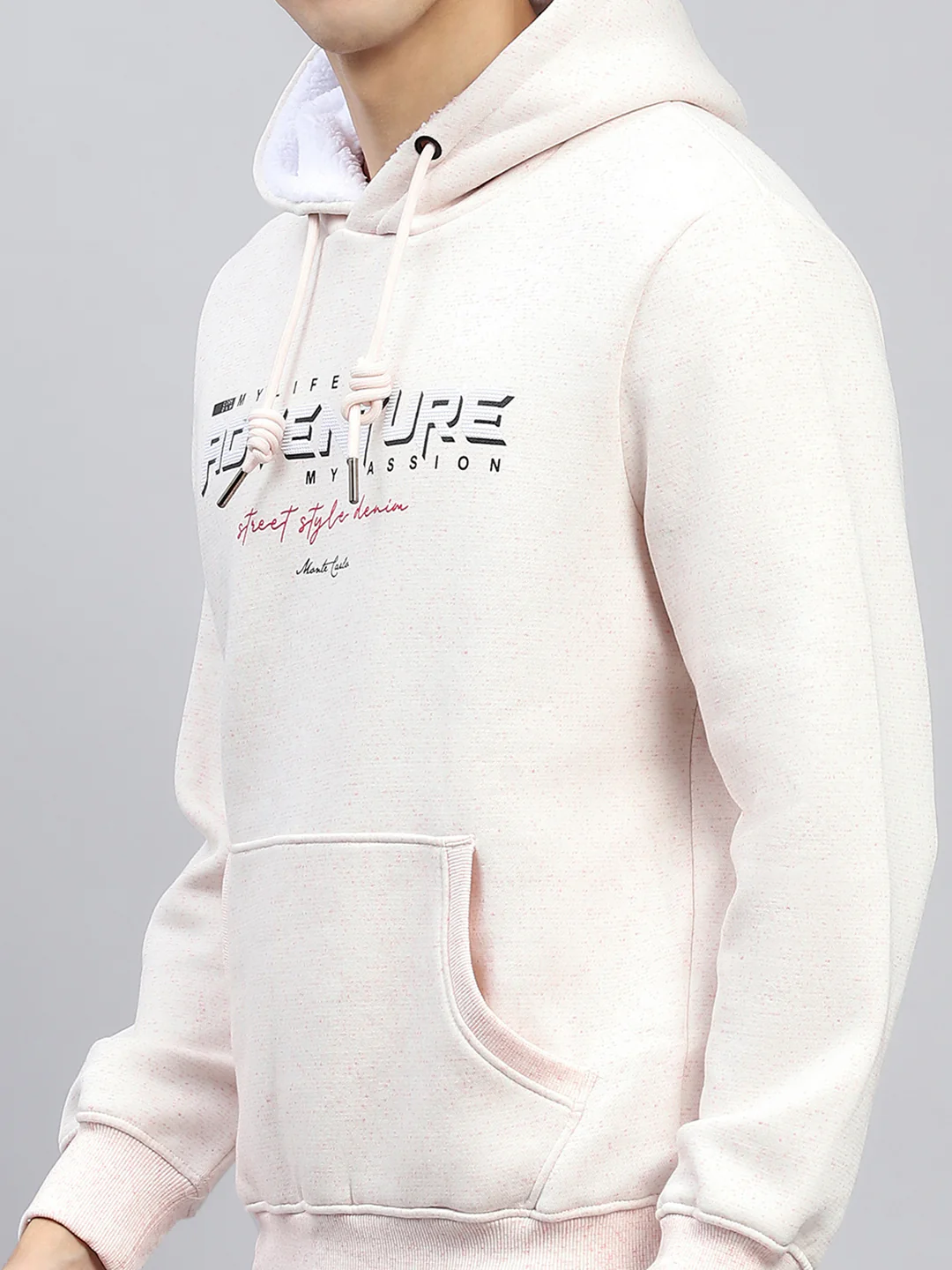Men Pink Printed Hooded Full Sleeve Sweatshirt - Image 7