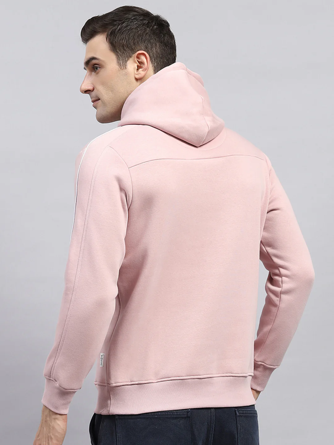 Men Pink Printed Hooded Full Sleeve Sweatshirt - Image 5