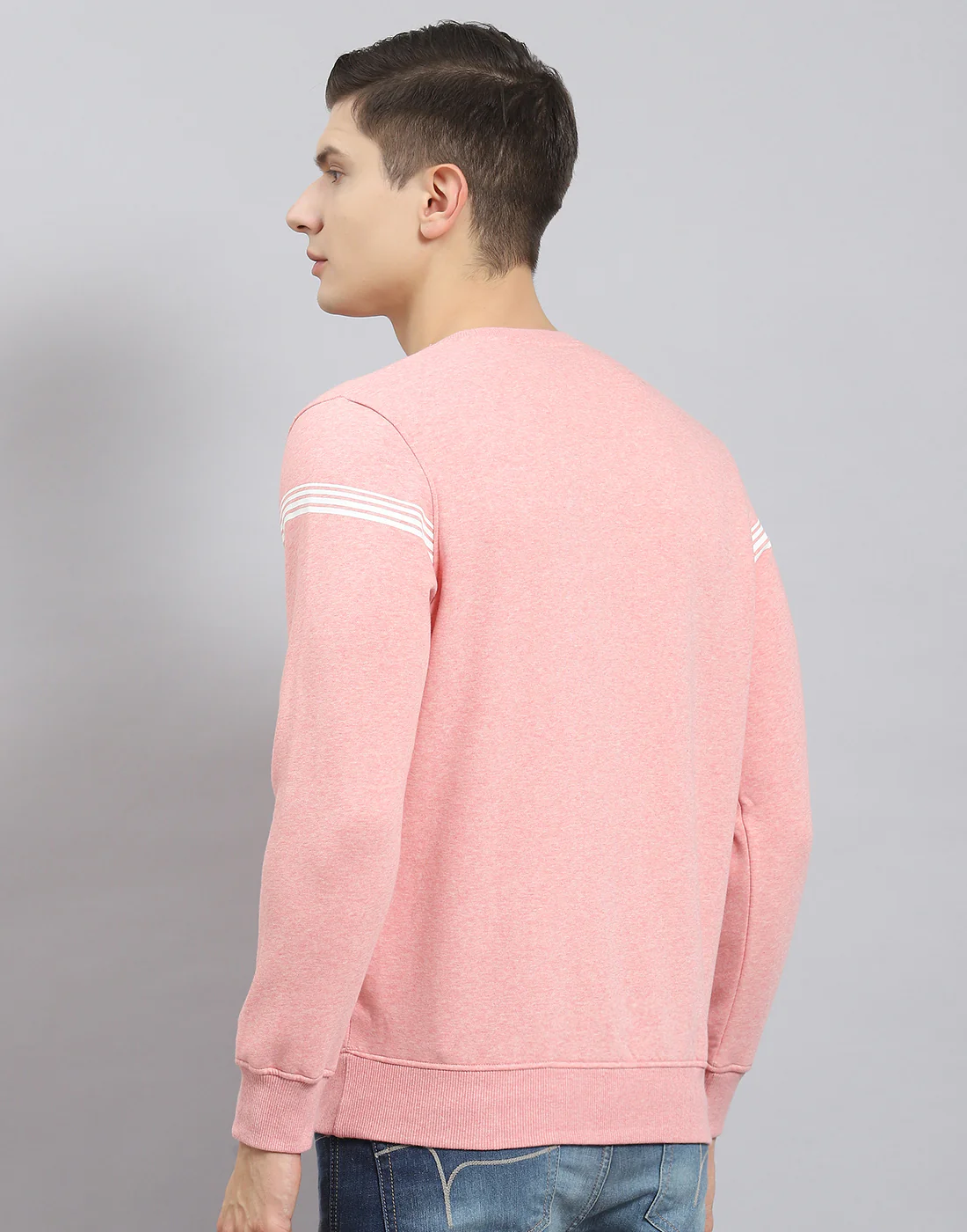 Men Pink Printed Round Neck Full Sleeve Sweatshirt - Image 7