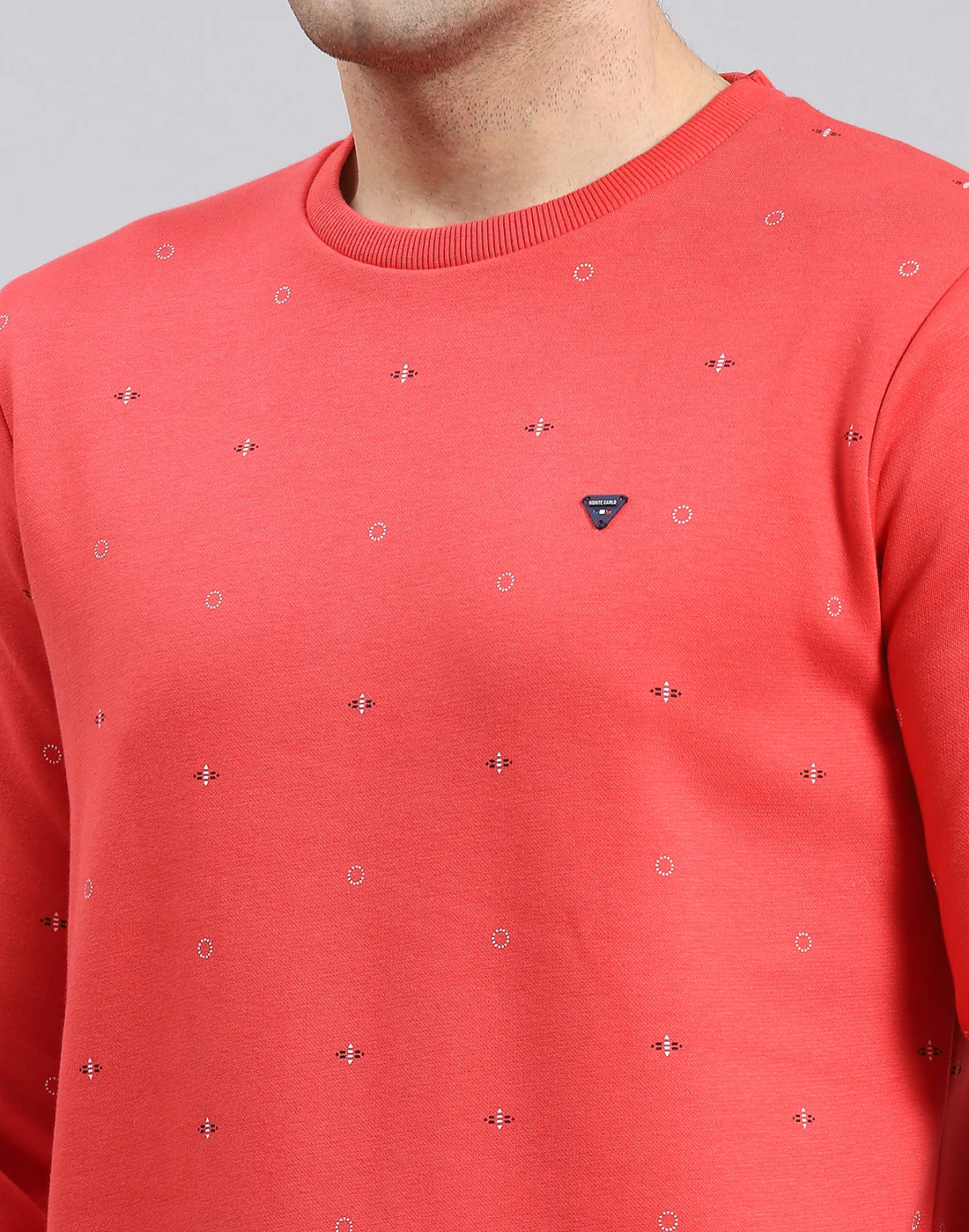 Men Pink Printed Round Neck Full Sleeve Sweatshirt - Image 7