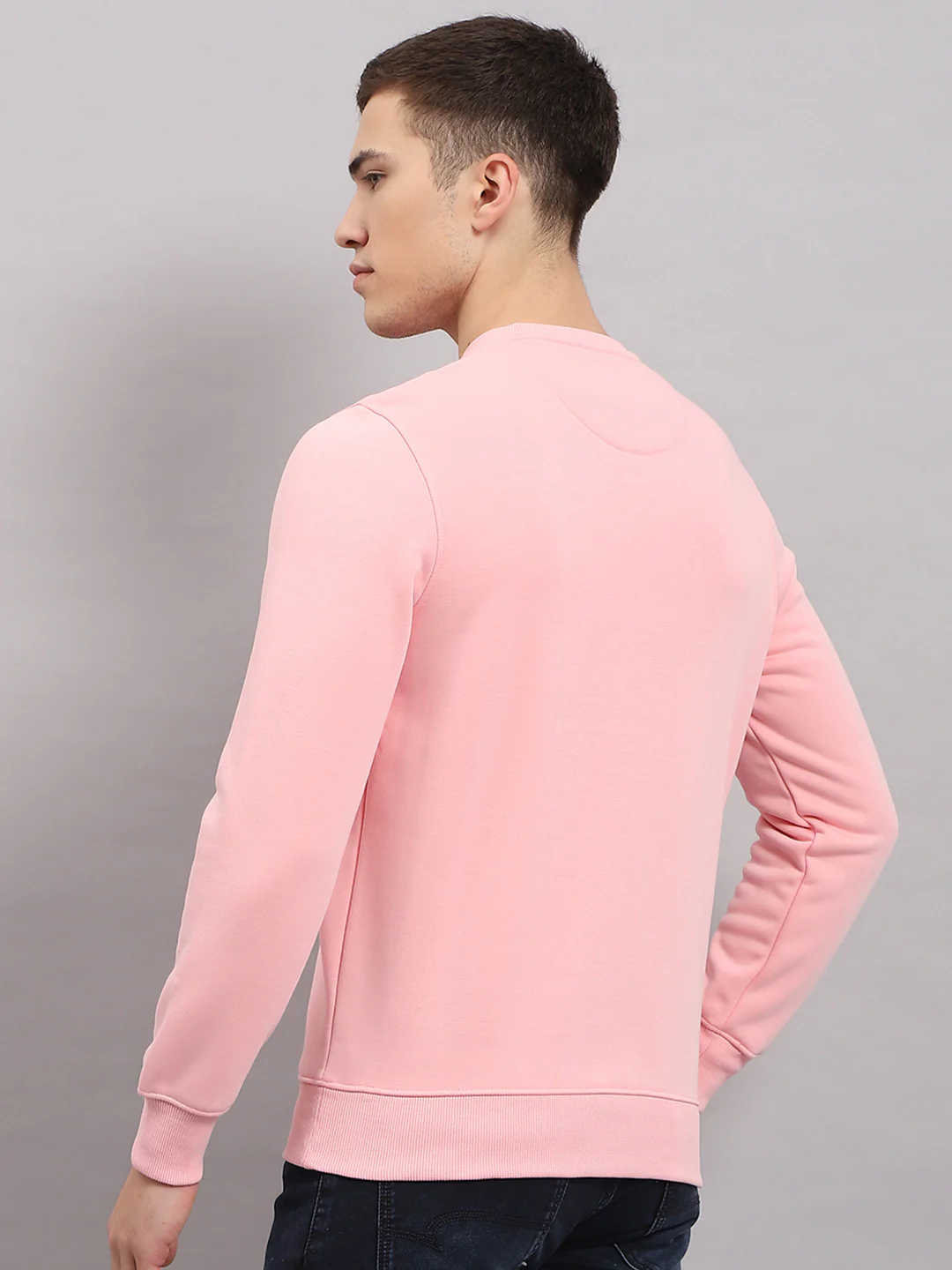 Men Pink Printed Round Neck Full Sleeve Sweatshirt - Image 5